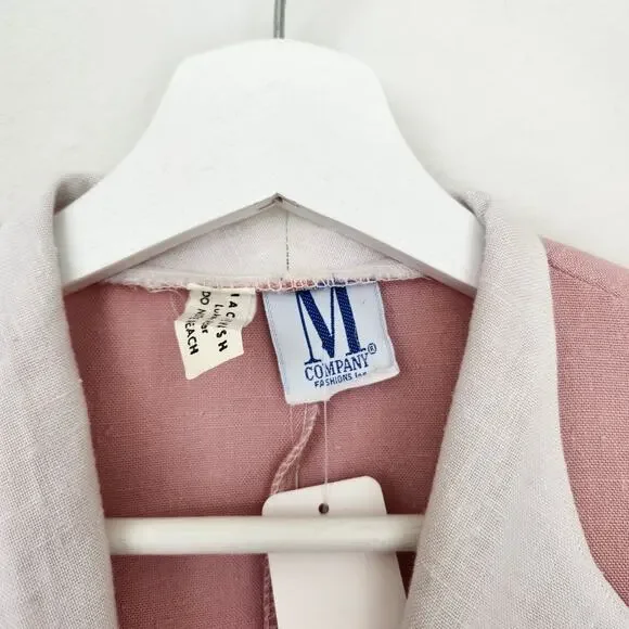 Vintage M Company Pink Blazer One Button Fold Over Collar Should Pad Suit Coat S - Picture 3 of 11